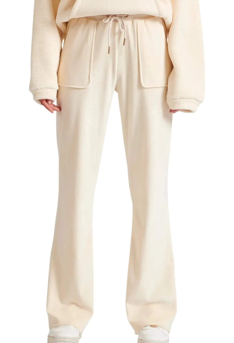 Παντελόνι Υφασμάτινο Funky Buddha Βελουτέ Flare Fit FBL010-100-02-CHALK Γυναικείο