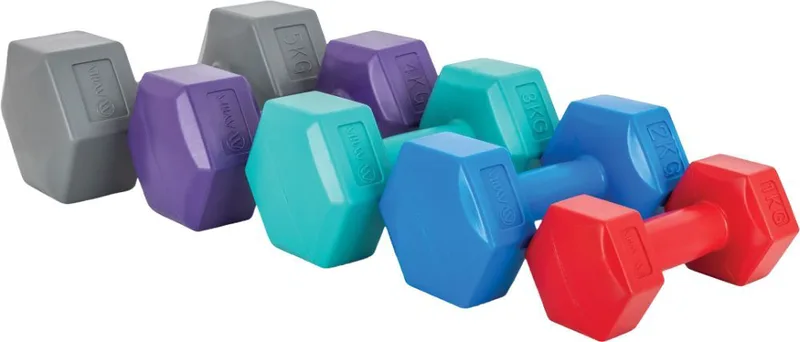 ΣΕΤ ΕΞΑΓΩΝΑ ΒΑΡΑΚΙΑ AMILA PLASTIC SERIES ΓΚΡΙ (2 X 5 KG)