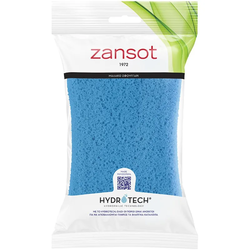 Zansot Hydrotech Body Soft Sponge Μαλακό Σφουγγάρι για να Αποβάλλονται Πλήρως τα Βλαπτικά Κατάλοιπα 1 Τεμάχιο - Γαλάζιο
