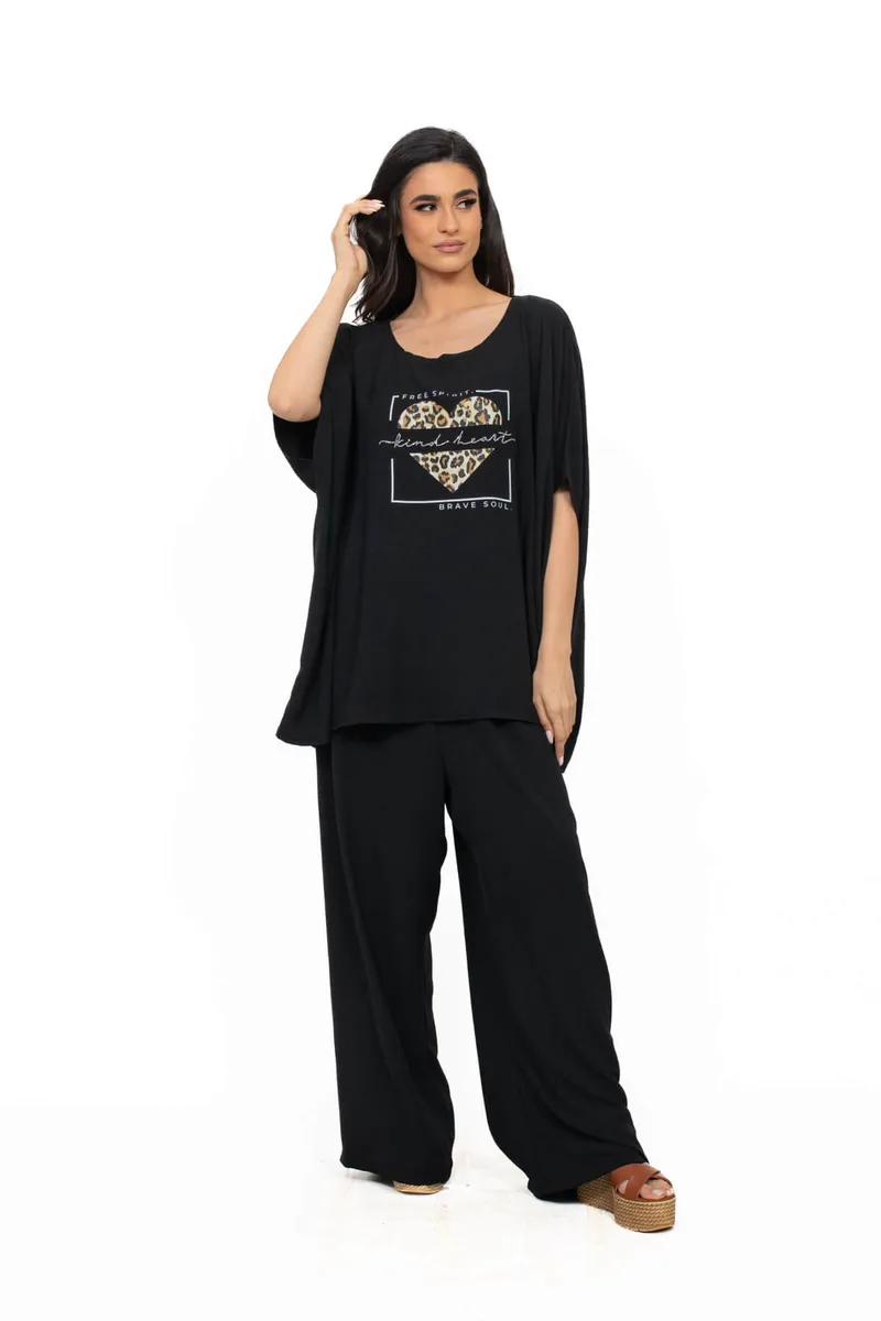 ΣΕΤ PLUS SIZE ΜΕ ΣΤΑΜΠΑ ΜΑΥΡΟ ΜΑΥΡΟ