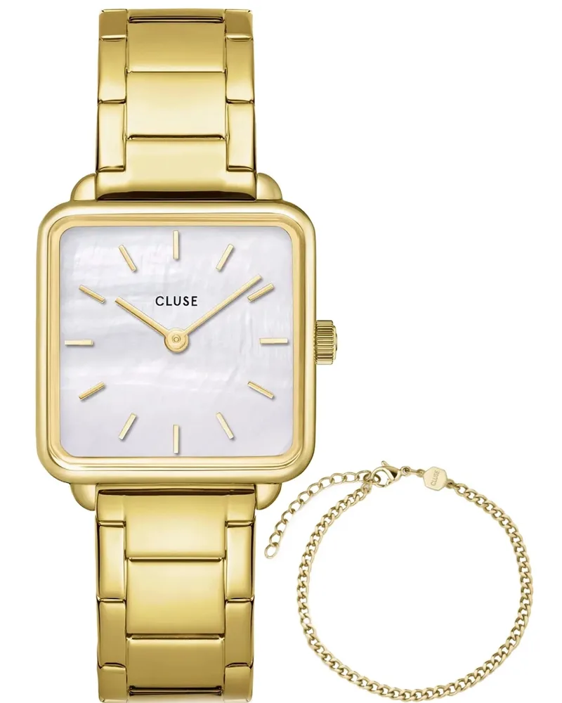 CLUSE La Tetragone Gift Set - CG10327, Χρυσό case with Stainless Steel Bracelet