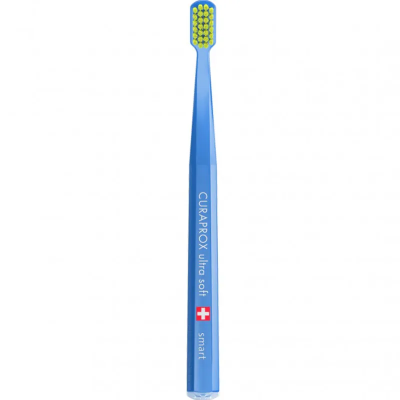 Curaprox CS Smart 7600 Ultra Soft Μαλακή Οδοντόβουρτσα με Μικρή Κεφαλή & Υψηλή Πυκνότητα Ινών για Αποτελεσματικότερη Απομάκρυνση της Πλάκας 1 Τεμάχιο - Μπλε / Πράσινες Ίνες