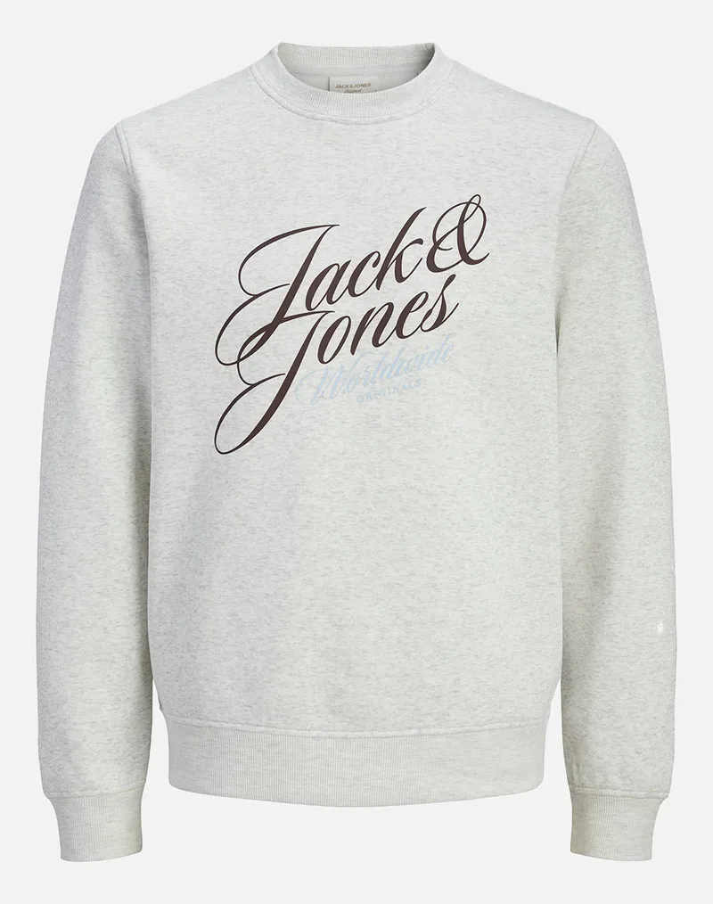 JACK&JONES JORINWOOD SWEAT CREW NECK FST 12286583-Bright WhiteMELANGE White