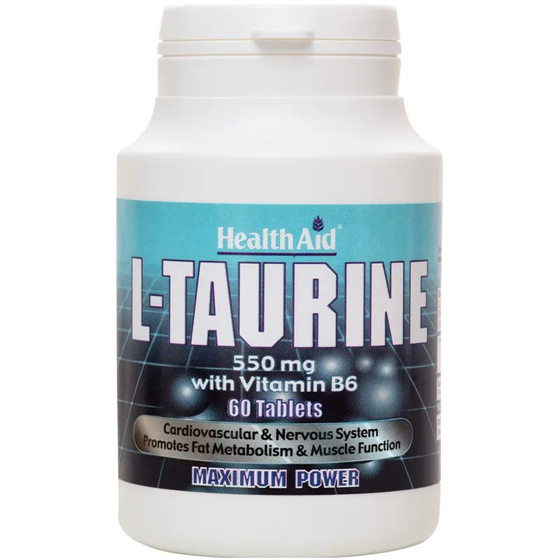 Health Aid L-Taurine 550mg Συμπλήρωμα Διατροφής Αμινιοξέος Ταυρίνης & Βιταμίνης Β6 για την Υποστήριξη του Καρδιαγγειακού & Νευρικού Συστήματος 60tabs