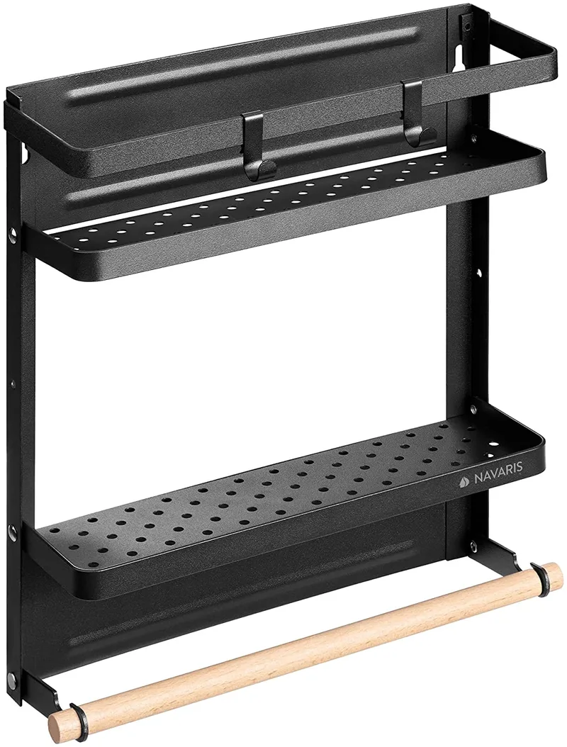 Navaris Magnetic Spice Rack - Μαγνητικό Μεταλλικό Ράφι για Μπαχαρικά και Ρολό Κουζίνας - Black (54668.01)