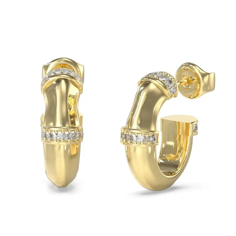 Γυναικεία καρφωτά σκουλαρίκια Guess Bamboo Stainless Steel JUBE05164JWYGT/U JUBE05164JWYGT/U Ατσάλι