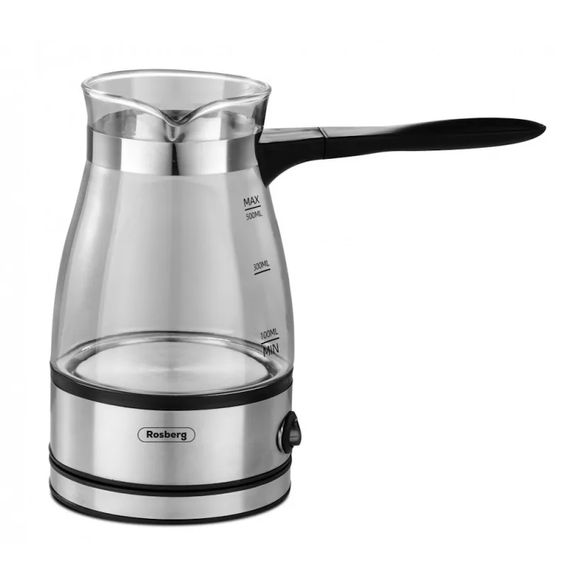 Ηλεκτρικό τζεζβέ Rosberg R51165C, Γυάλινο, 600W, 500 ml, Προστασία, Ανοξείδωτο ατσάλι/διάφανο