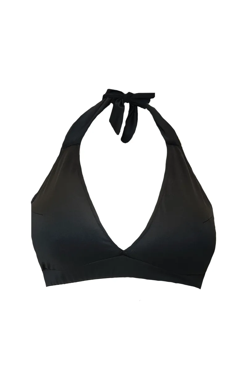 Bikini-top με δέσιμο στο λαιμό σε μαύρο χρώμα