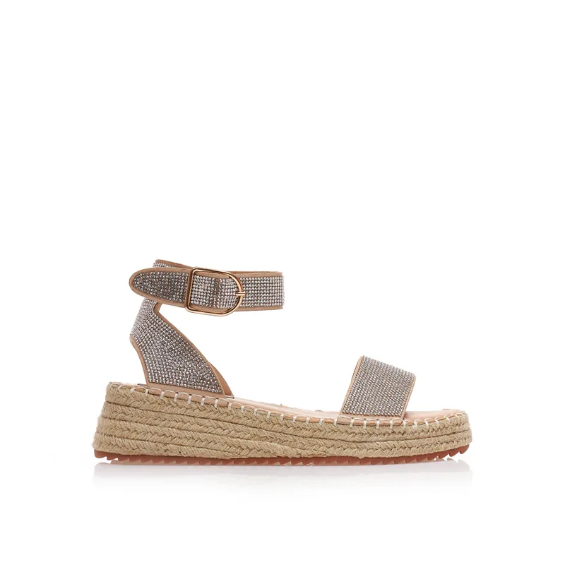 Εσπαντρίγιες flatforms λευκές με λουράκια από στρας ΛΕΥΚΟ