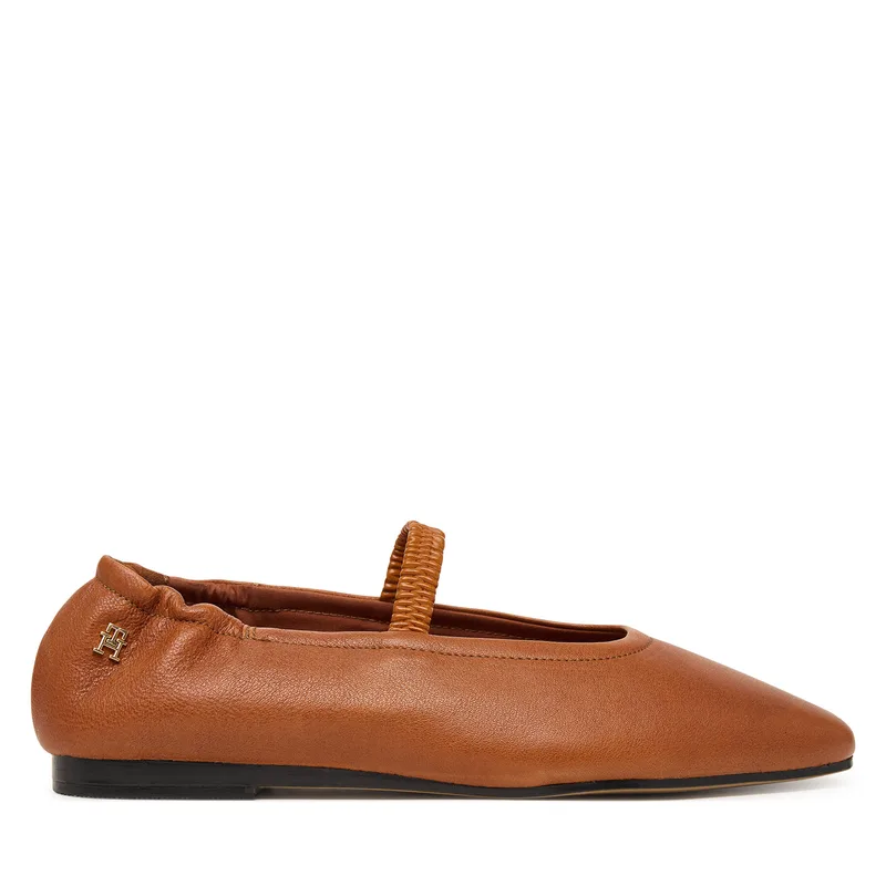 Μπαλαρίνες Tommy Hilfiger Soft Leather Ellastic Ballerina FW0FW09245 Καφέ