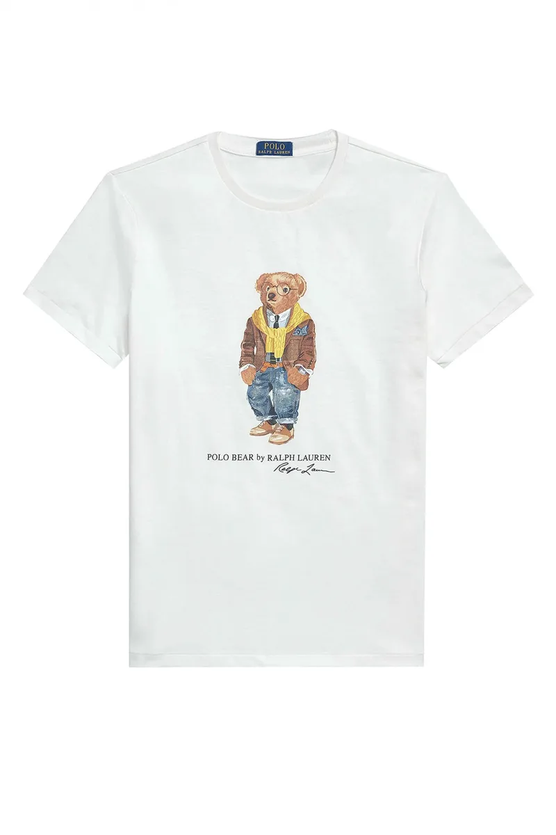 RALPH LAUREN T-SHIRT CUSTOM SLIM FIT LOGO BEAR ΛΕΥΚΟ