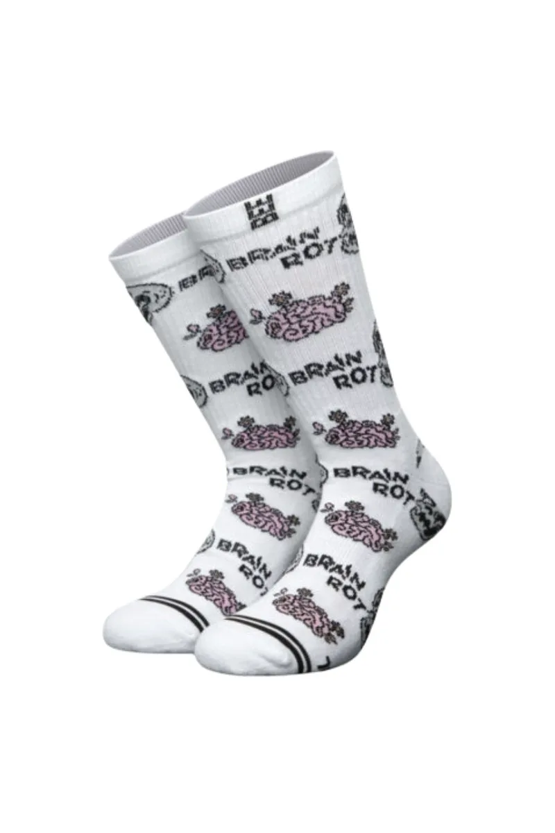 BEE UNUSUAL Unisex Brain Κόκκινο Κάλτσες - Λευκές-AS-260101-WHITE