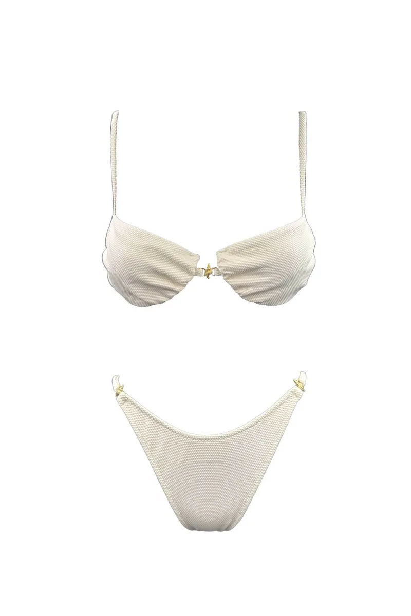 Emma Swimwear σετ γυναικείο μαγιό μπικίνι "Ivory Snail Wire" - EMMA 931 Λευκό
