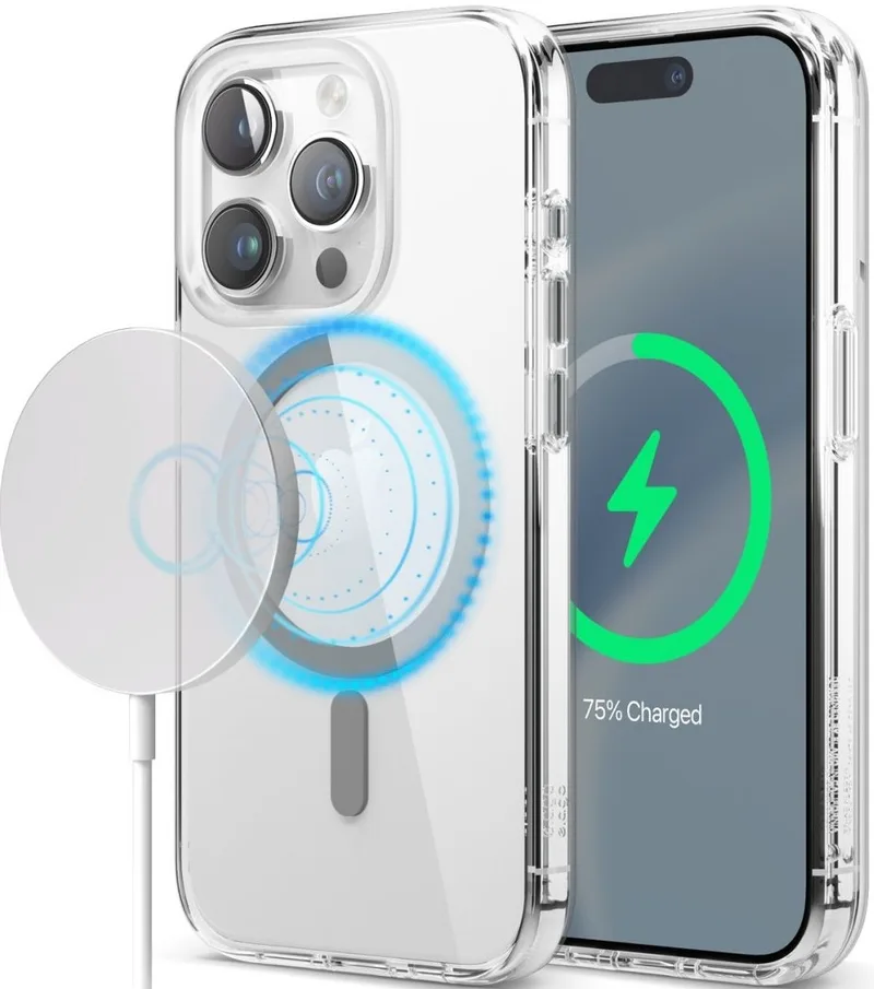 Elago Magnetic Hybrid - Διάφανη Σκληρή Θήκη MagSafe - Apple iPhone 15 Pro - Transparent / Medium Grey (ES15MSHB61PRO-TRMGY)
