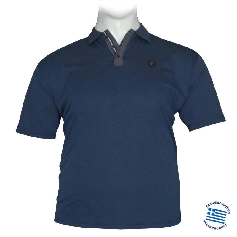 Polo Κοντομάνικο με Patch και δίχρωμη πατιλέτα,της Leo Collection - Kasmir Blue