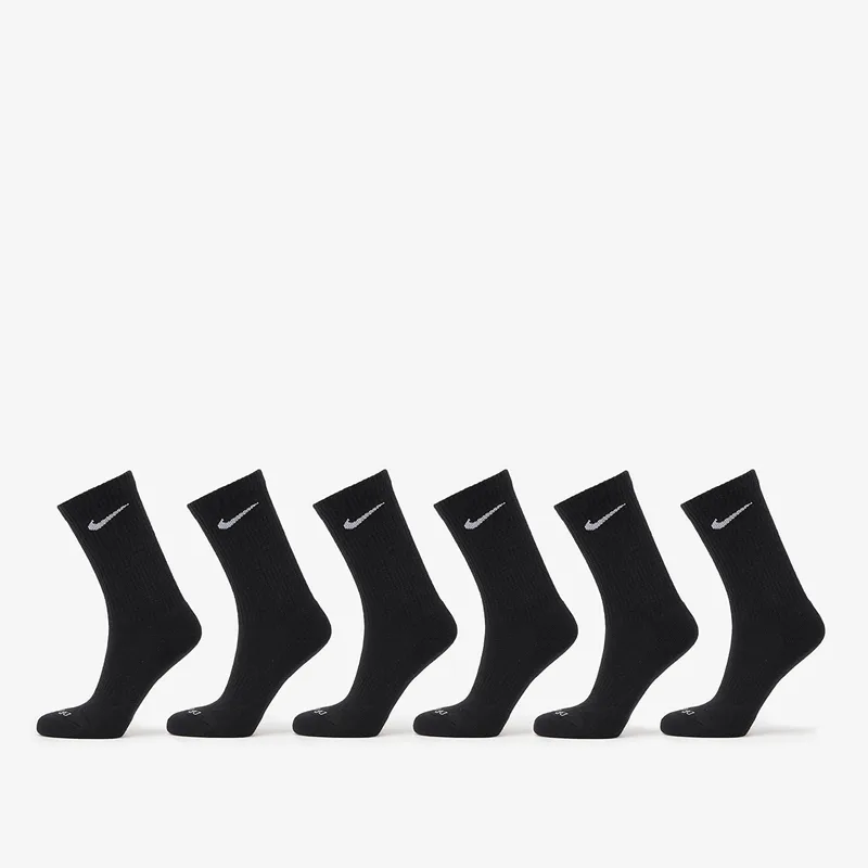 Nike Everyday Plus Cushioned Training Crew Socks (6 Pairs) Black/ White S