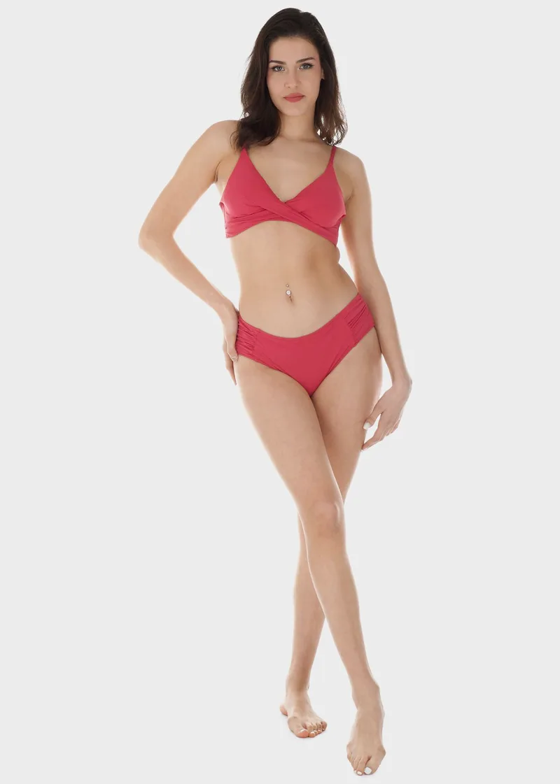 Γυναικείο σετ μαγιό bikini μονόχρωμο αποσπώμενη επένδυση slip κανονική γραμμή.Καλύπτει B-C Cup ΣΑΠΙΟ ΜΗΛΟ