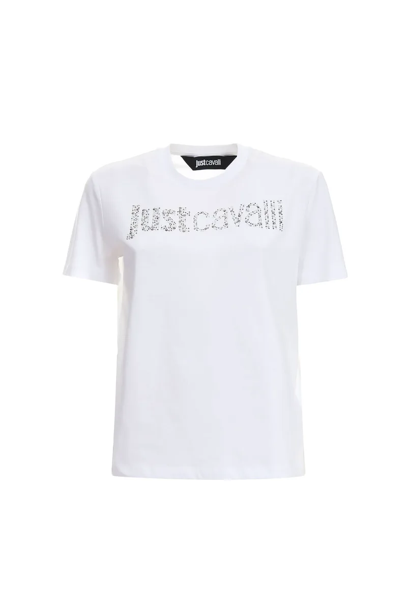 Just Cavalli γυναικείο T-shirt με στρας - 80PAHE21CJ110 Λευκό