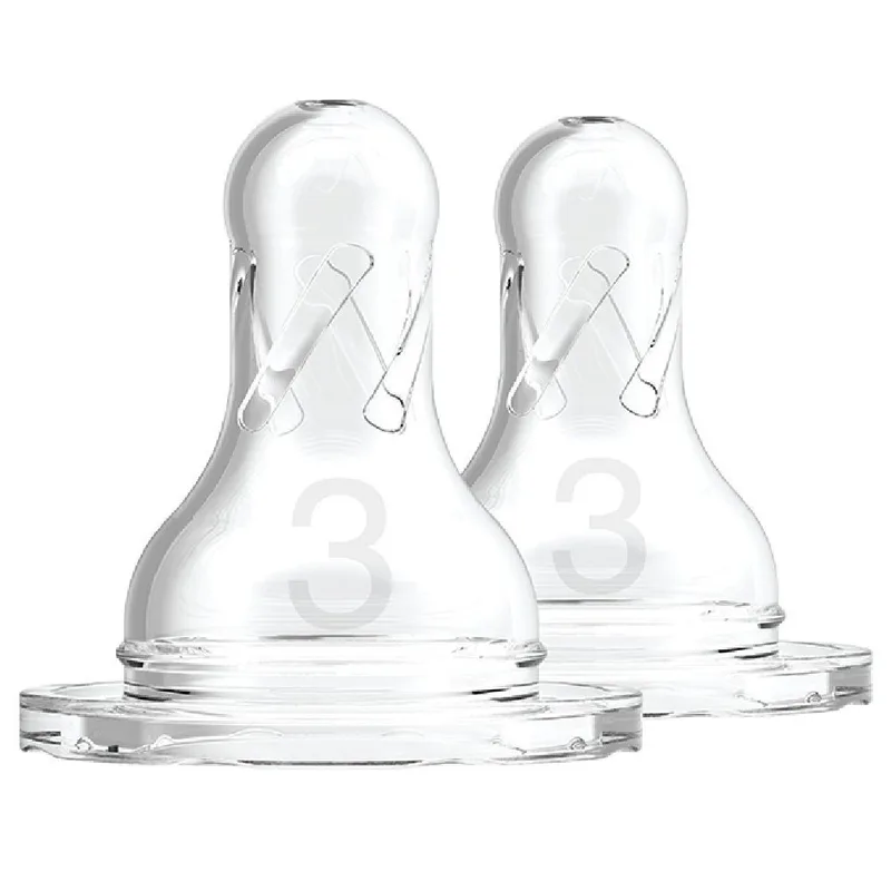 Dr. Brown's Natural Flow Options+ Level 3 Silicone Teat Θηλή Σιλικόνης με Μέτρια προς Γρήγορη Ροή για Μπιμπερό με Στενό Λαιμό 6m+, 2 Τεμάχια, Κωδ 332ELX