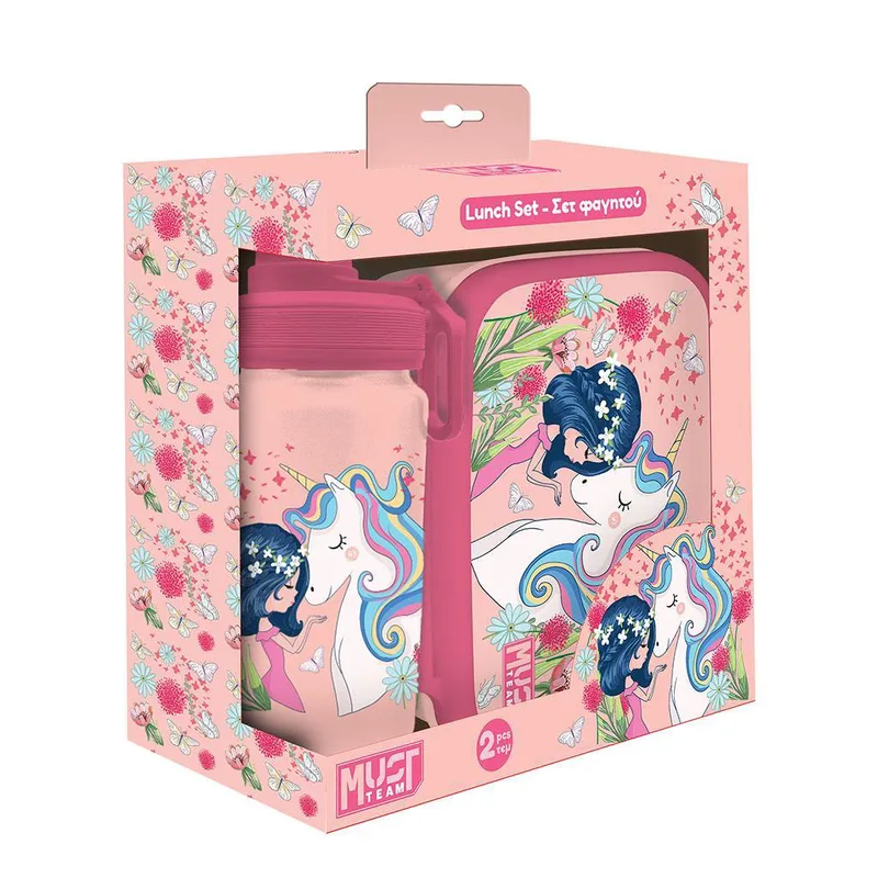 ΣΕΤ ΦΑΓΗΤΟΥ MUST TEAM UNICORN GIRL ΦΑΓΗΤΟΔΟΧΕΙΟ PP 800ML-ΠΑΓΟΥΡΙ ΑΛΟΥΜΙΝΙΟΥ 500ML