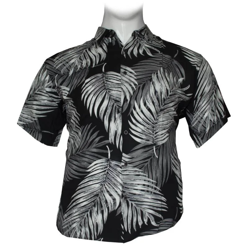 Κοντομάνικο εμπριμέ πουκάμισο "White Palm ",της Leo Collection - Black Rock