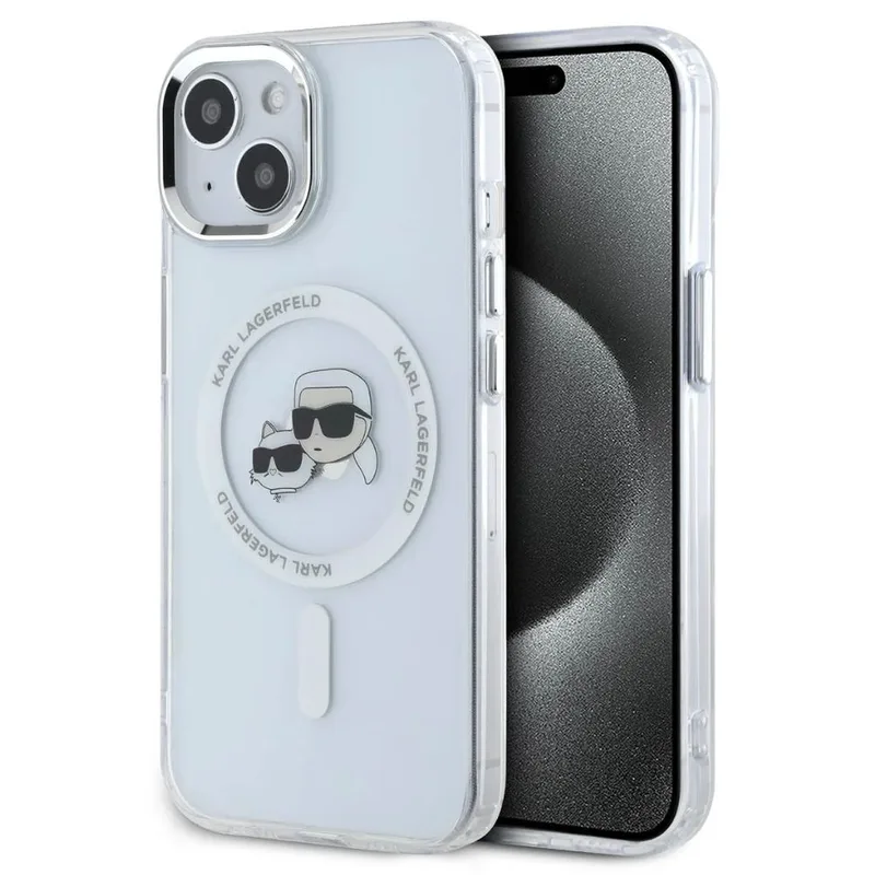 Θήκη Karl Lagerfeld IML Metal Karl&Choupette Head Magsafe Clear iPhone 15