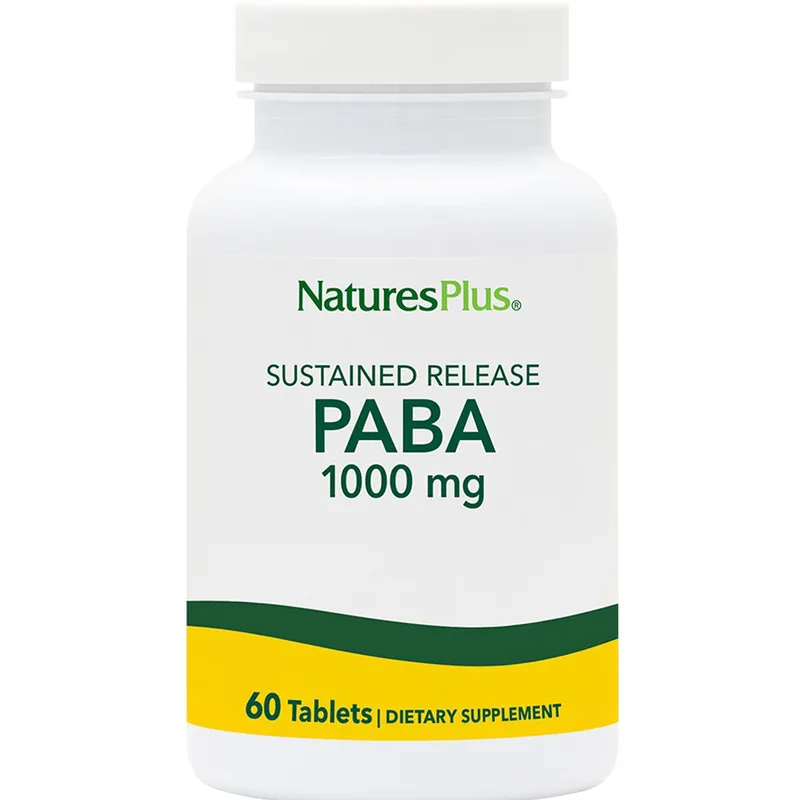 Natures Plus Paba 1000mg Συμπλήρωμα Διατροφής Αμινοξέος Paba για την Ενίσχυση της Εντερικής Χλωρίδας & Αφομοίωσης Πρωτεϊνών με Ισχυρές Αντιοξειδωτικές Ιδιότητες 60tabs