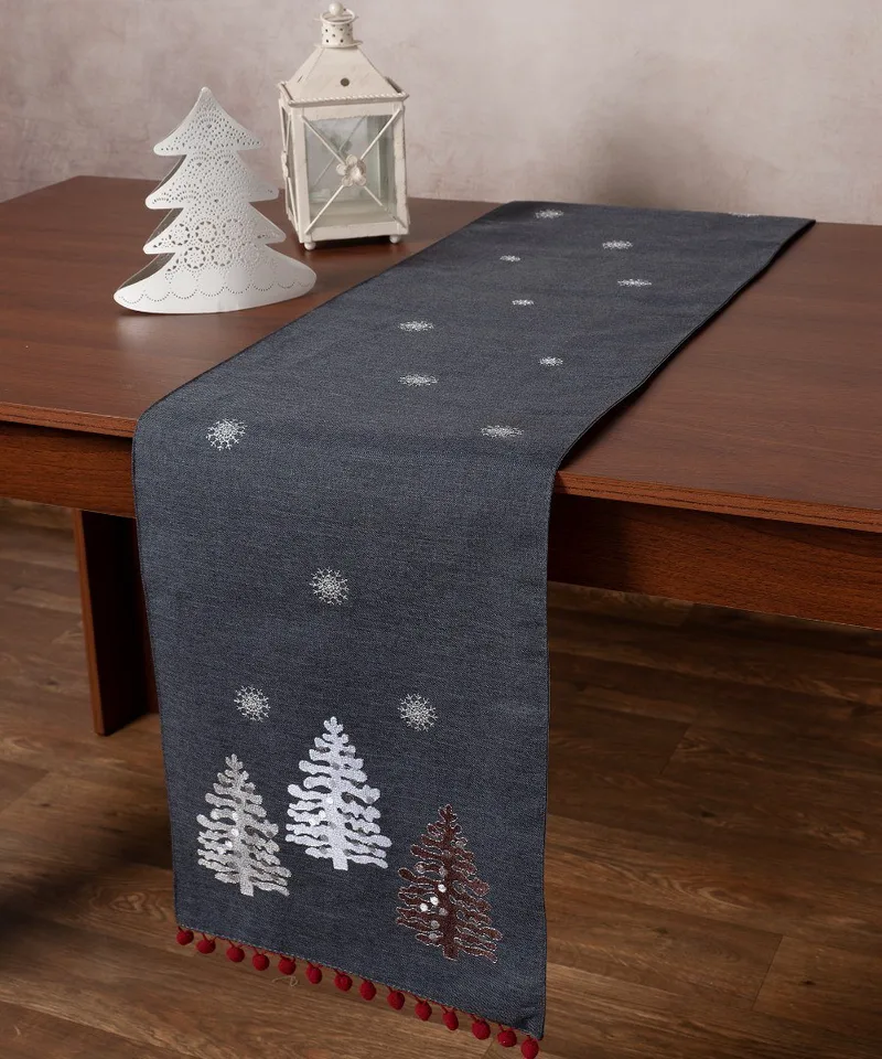 Χριστουγεννιάτικο Runner Silk Fashion NW349 Ανθρακί 35x175