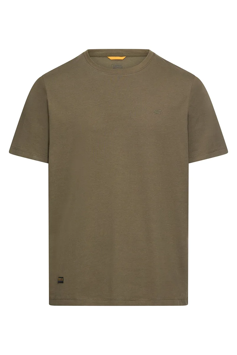 ΑΝΔΡΙΚΟ T-SHIRT CAMEL ACTIVE FLEXXXACTIVE ΚΟΝΤΟΜΑΝΙΚO ΣΤΡΟΓΓΥΛΗ ΛΑΙΜΟΚΟΨΗ ΣΚΟΥΡΟ ΛΑΔΙ