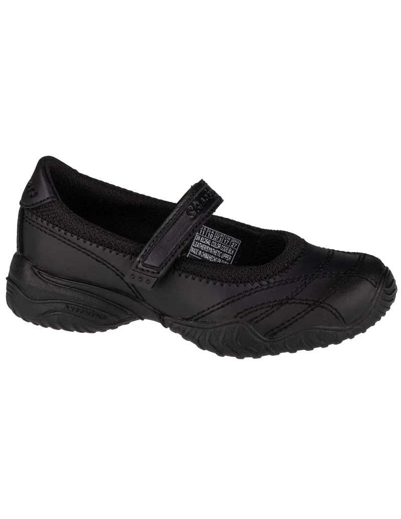 Skechers Παιδικές Μπαλαρίνες με Σκρατς Δερμάτινες Μαύρες 81264L