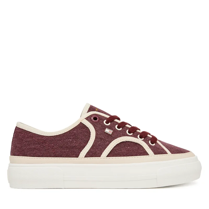 Πάνινα παπούτσια Tommy Hilfiger Platform Vulc Sneaker Piping FW0FW09394 Μπορντό