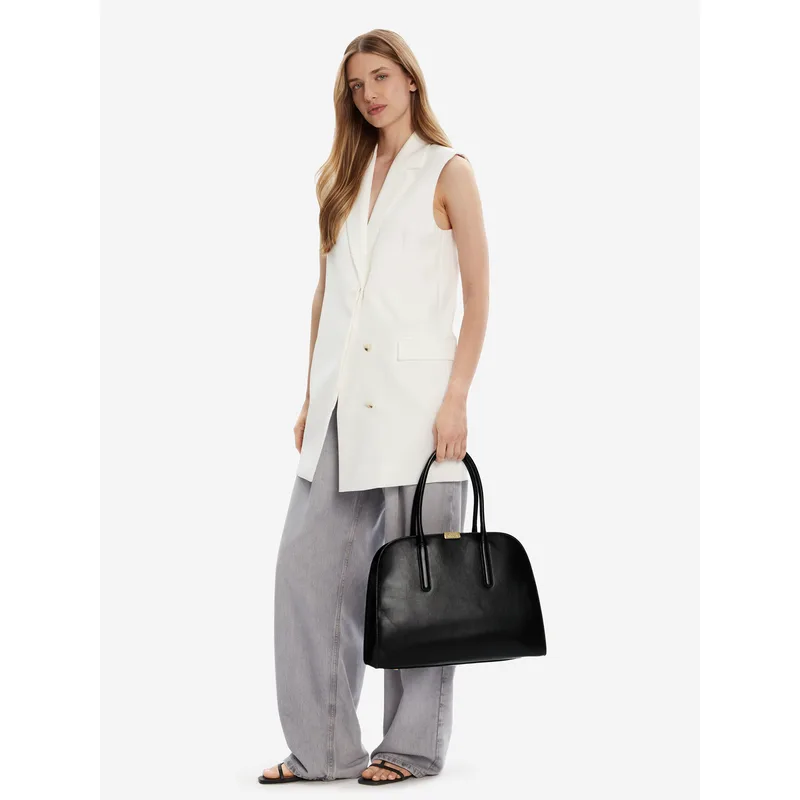 Τσάντα Tommy Hilfiger Iconic Leather Tote AW0AW18206 Μαύρο