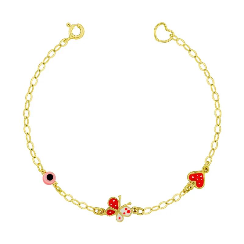 Παιδικό Βραχιόλι Mε Σχεδιάκια Από Επιχρυσωμένο Ασήμι PVR539