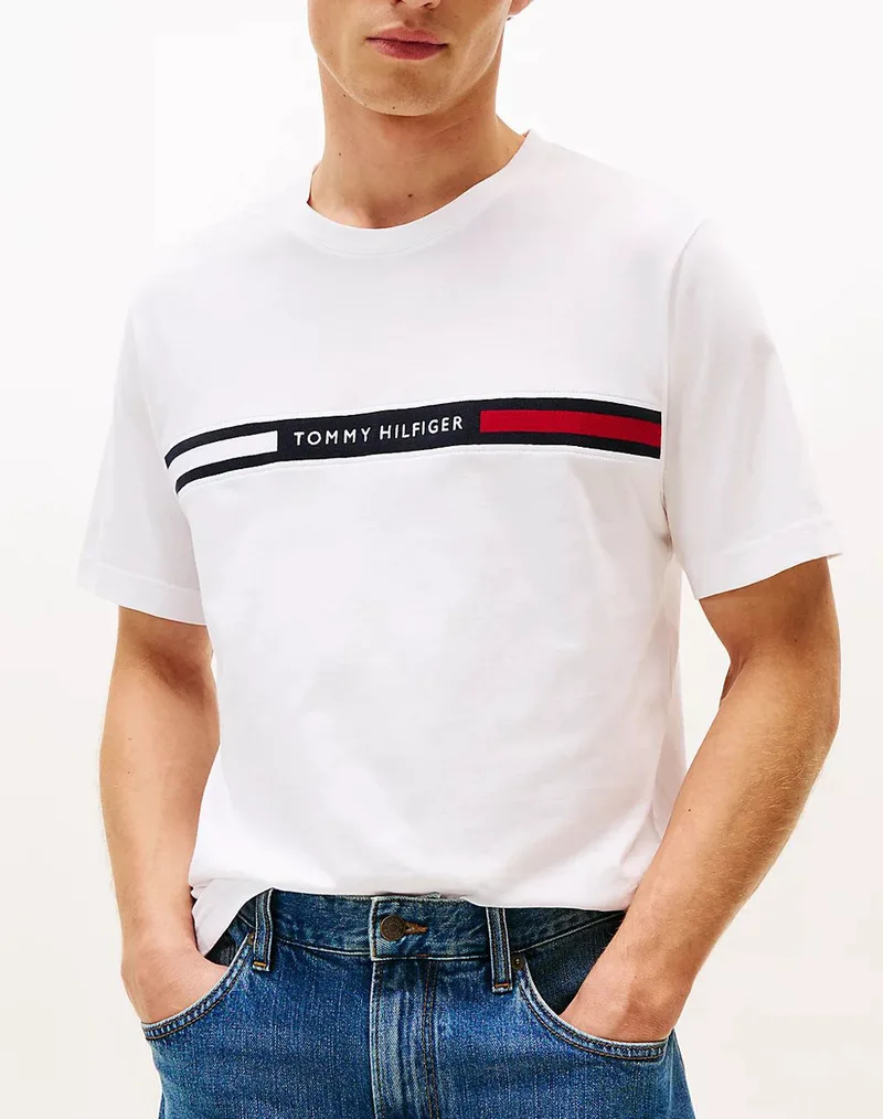 TOMMY HILFIGER HILFIGER CHEST INSERT TEE MW0MW36498-YBR White