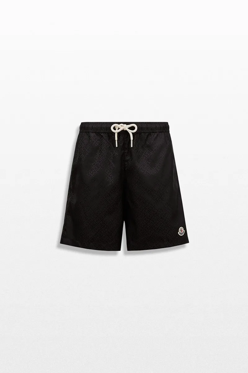 MONCLER Ανδρικό Μαύρο Monogram Jacquard Swim Shorts