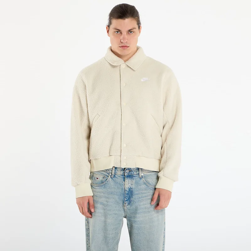 Μπουφάν Nike Sportswear Club Men's High-Pile Fleece Coaches Jacket Lt Khaki/ White XL