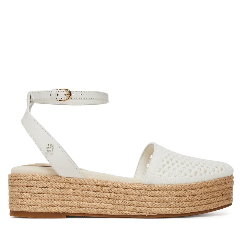 Εσπαντρίγιες Tommy Hilfiger Knit Mesh Espadrille Platform FW0FW08743 Λευκό