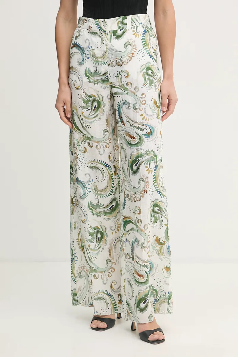 Marella Παντελόνι wide leg γυναικείο λινό DOMINO