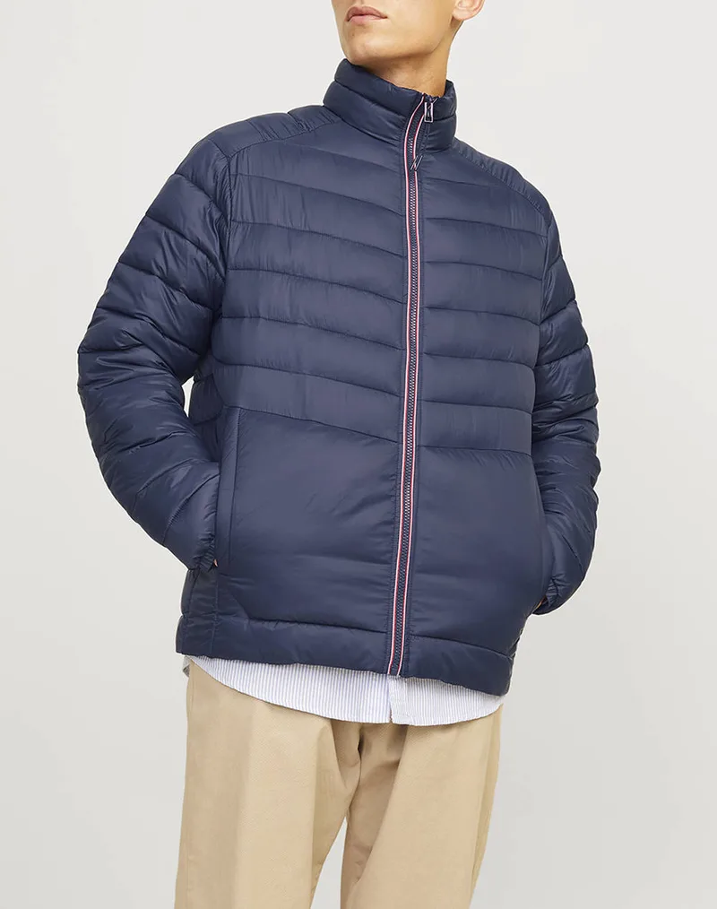 JACK&JONES JJESPRINT PUFFER COLLAR NOOS 12258444-Navy BlazerTRUE RED STITCHES NavyBlue