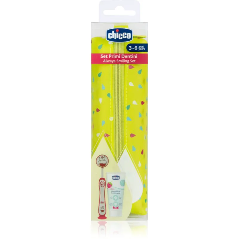 Chicco Always Smiling Set 3y+ Σετ οδοντιατρικής φροντίδας με θήκη Hippo