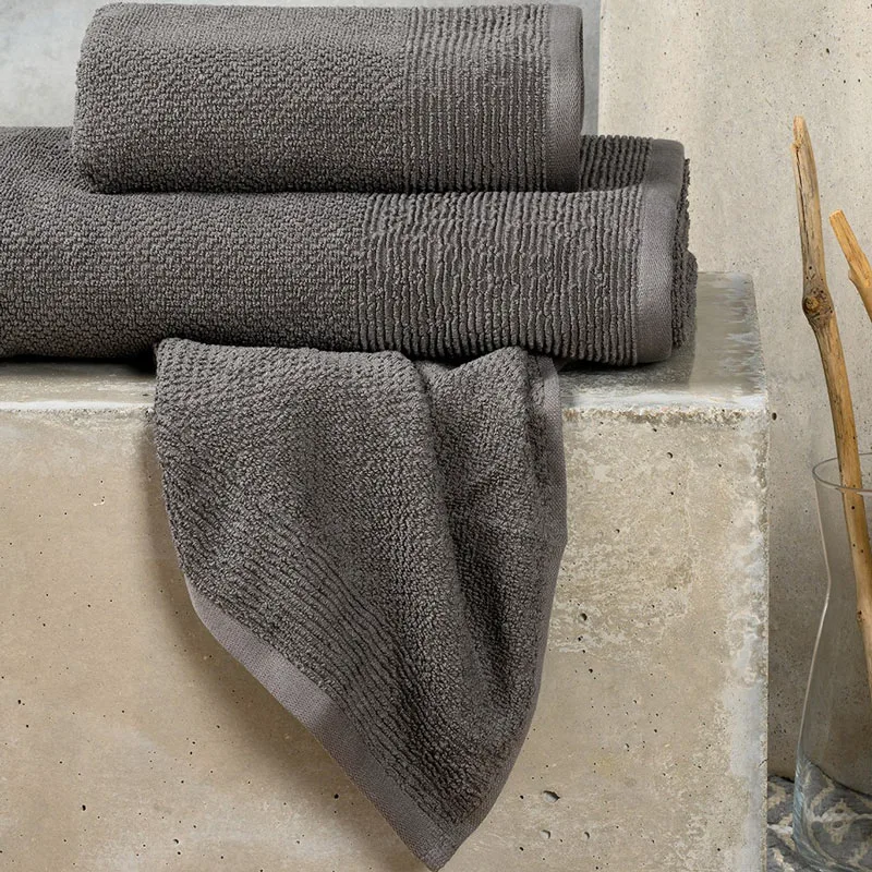 Πετσέτες Μπάνιου Σετ 3τμχ Melinen Haus Dark Grey