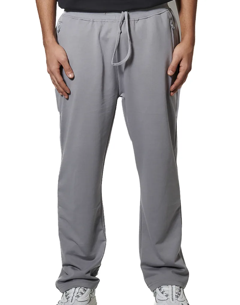 BODY ACTION MEN''S ESSENTIALS FRENCH TERRY PANTS 023624-01-SILVER GREY Gray