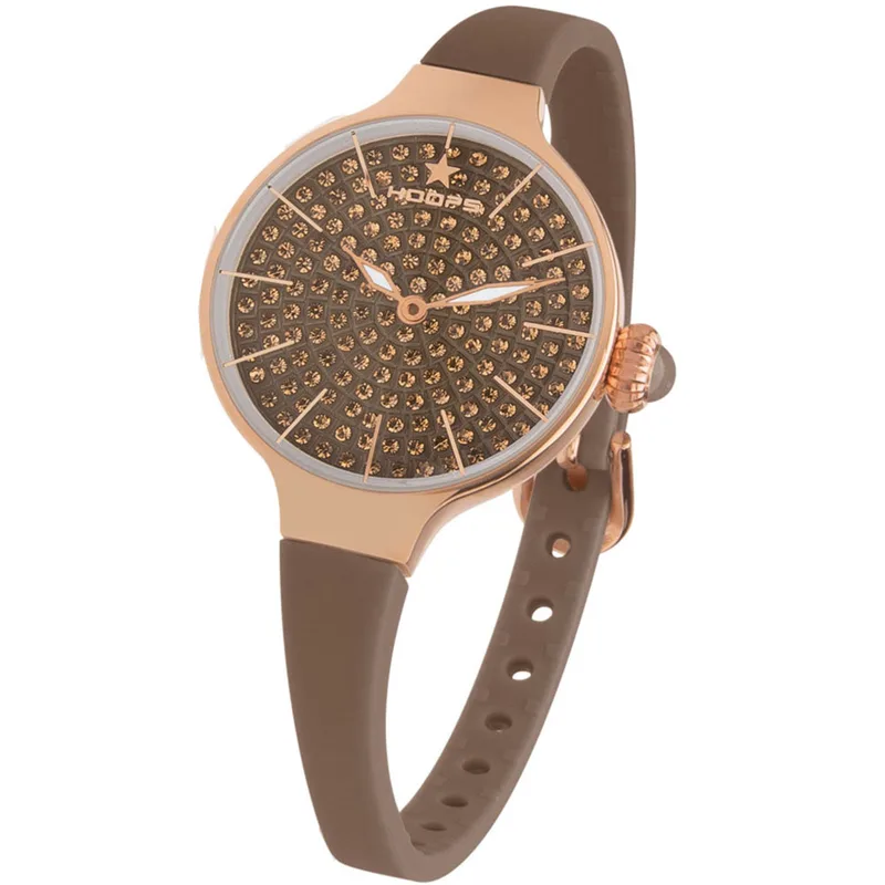 HOOPS Cherie Diamonds 160 Brown Rubber Strap 2593LBG08