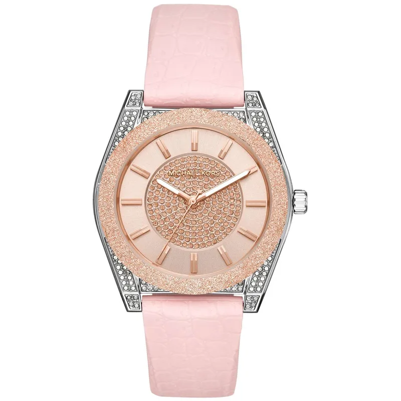 Michael KORS Channing Crystals Ροζ Silicone Strap MK6704