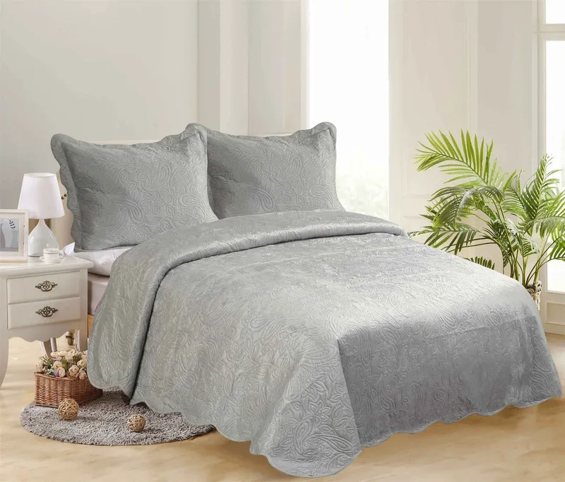 Σετ Κουβερλί Υπέρδιπλο Silk Fashion Supersoft Λαχούρι Γκρί 220x240