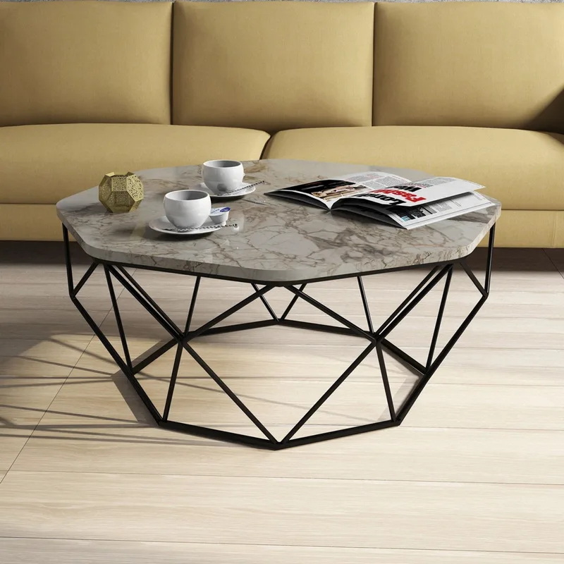 Τραπεζάκι Σαλονιού Diamond - White Marble 845Hct2860 90x38x90 cm