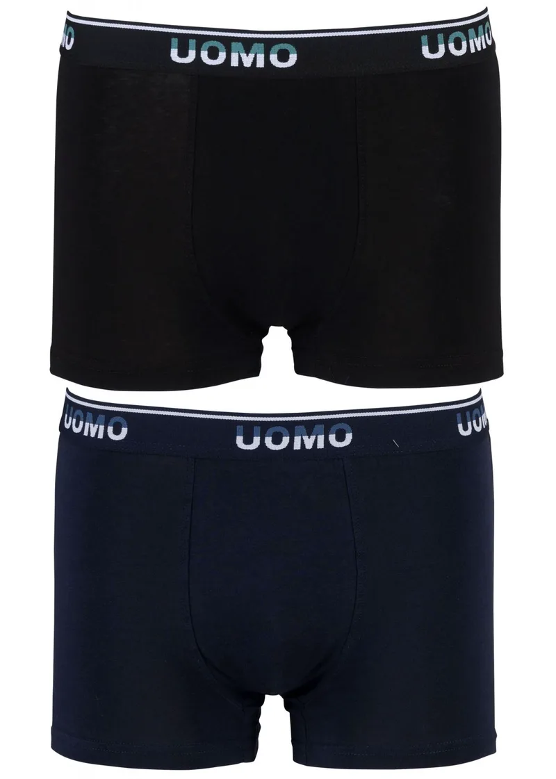 Boxer Uomo cotton με φαρδύ εξωτερικό λάστιχο 2pack. ΜΠΛΕ ΜΑΥΡΟ