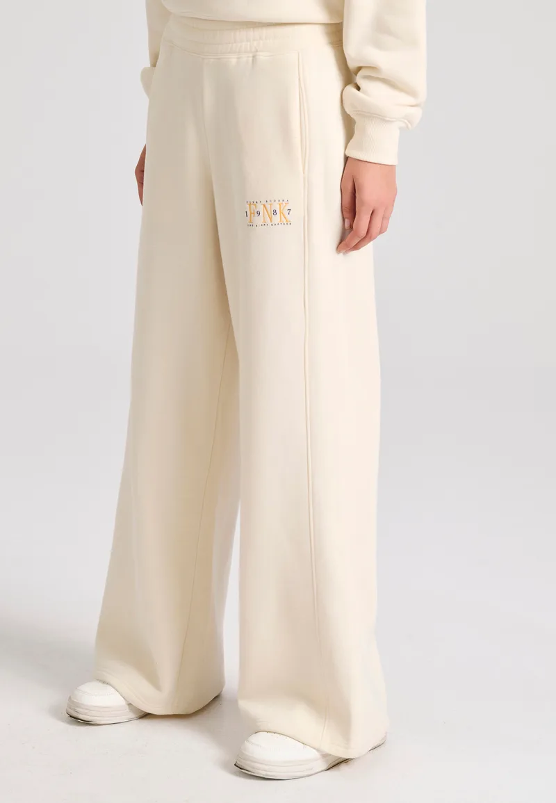 Wide leg fit παντελόνι φόρμας με branded κέντημα