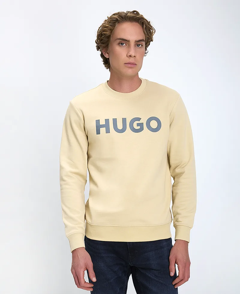 Hugo Ανδρικό Φούτερ Regular Fit Βαμβακερό Μπεζ