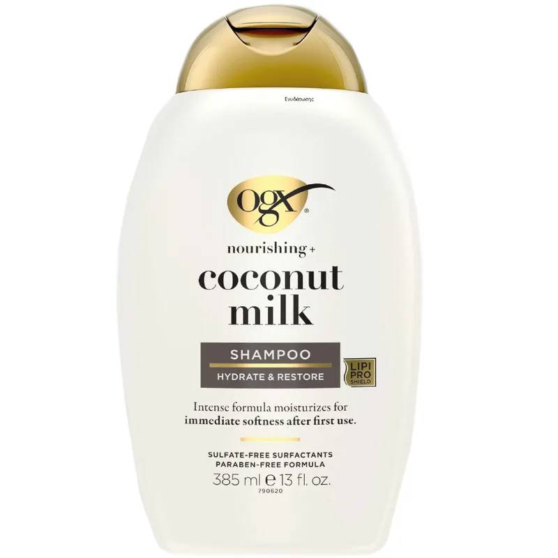 OGX Coconut Milk Nourishing Hydrating Shampoo Σαμπουάν Ενυδάτωσης με Γάλα Καρύδας για Δυνατά, Υγιή & Λαμπερά Μαλλιά 385ml